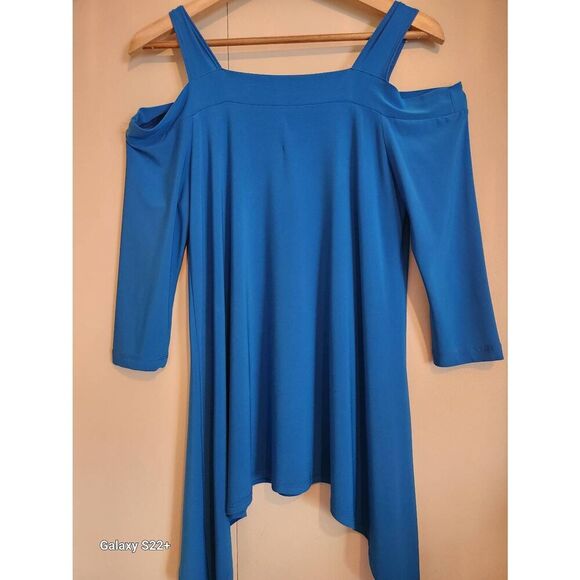 T36 Clara Sun Woo Turquoise cold shoulder blouse - Picture 9 of 11